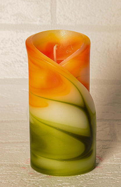 Kwiatowa, geometryczna, kolorowa, ręcznie robiona świeca zapachowa - ozdoba tarasu, Dzień Matki, dla niej - 40h, pudełko prezentowe