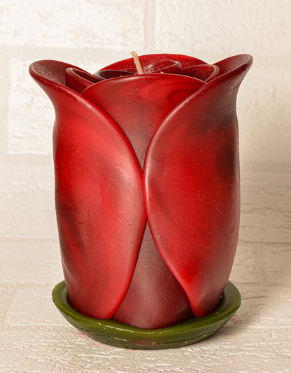 Bordowa różowa róża - ręcznie robiona świeca zapachowa, geometryczna, minimalistyczna - prezent dla niej - 60h