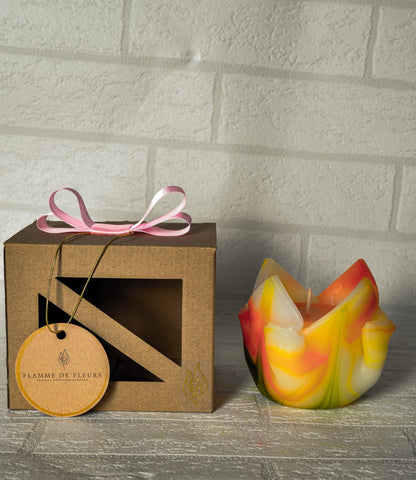 Kwiatowa, geometryczna, minimalistyczna, kolorowa, ręcznie robiona świeca zapachowa - , relax - 180h