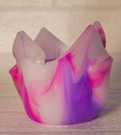 Kwiatowa, geometryczna, minimalistyczna, kolorowa, ręcznie robiona świeca zapachowa - luksusowy prezent dla niej, pamiątka - 90h