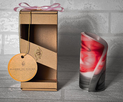 Kwiatowa, geometryczna, ręcznie robiona świeca zapachowa - pomysł na prezent: Boże Narodzenie, Walentynki, Dzień Matki, Ślub - 40h, pudełko