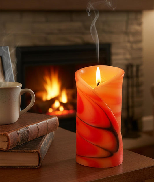 Ognista, kwiatowa, geometryczna, ręcznie robiona świeca zapachowa -  prezent: dla niej i dla niego, Walentynki, Dzień Matki - 40h, pudełko