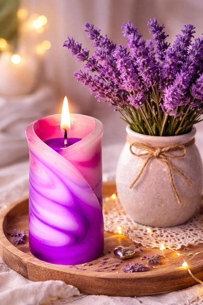 Kwiatowa, geometryczna, ręcznie robiona świeca zapachowa - pomysł na prezent: Święta, Dzień Matki, Ślub, dla niej - 40h, pudełko prezentowe