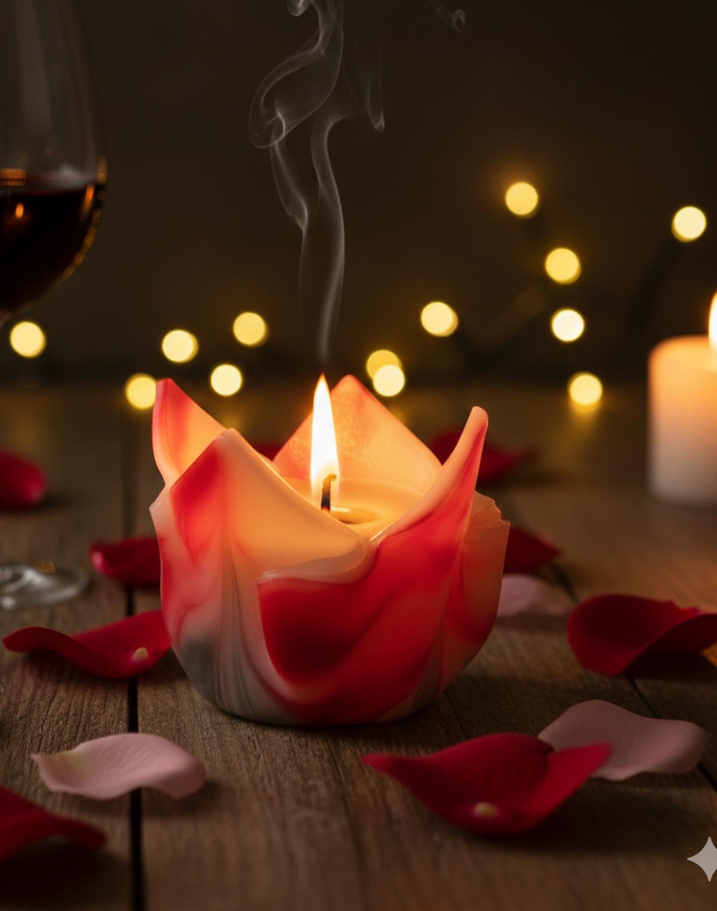 Kwiatowa, geometryczna, minimalistyczna, kolorowa, biało-czerwona ręcznie robiona świeca zapachowa - luksusowy prezent dla niej - 90h