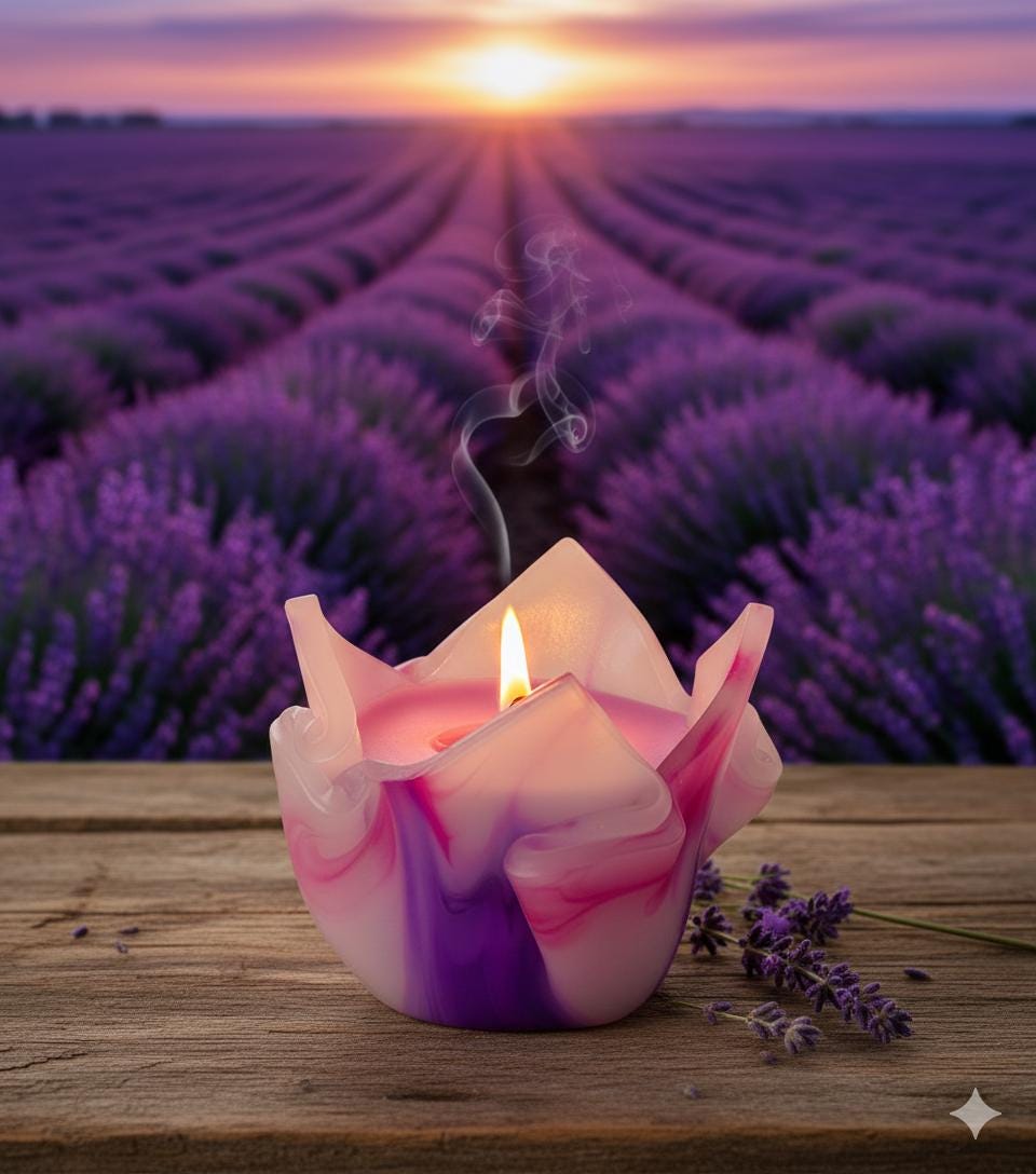 Kwiatowa, geometryczna, minimalistyczna, kolorowa, ręcznie robiona świeca zapachowa - luksusowy prezent dla niej, pamiątka - 90h